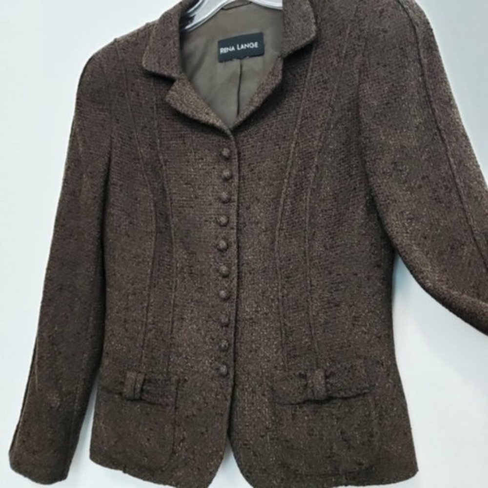 RENA LANGE Brown Wool Blazer Jacket Tag Marked Sz 38*** See description